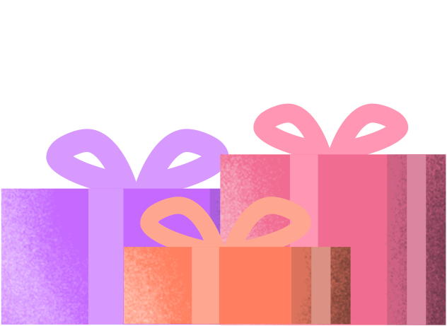 Illustration mit drei Geschenken