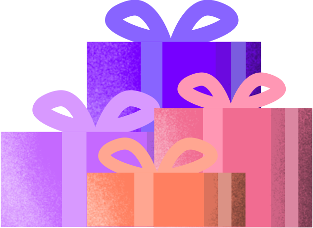 Illustration mit vier Geschenken